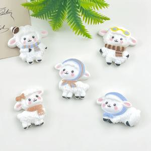 2D 평면, 귀여운 양 랜덤 혼합 수지 보석 액세서리 12/22개, 만화 미앙양 평평한 바닥 패치 DIY 수제 헤어 액세서리, 커팅 장식, 가정 장식 재료
