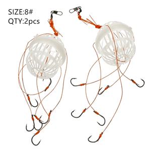 2개입 은색 잉어 낚시 그룹 물괴로우 케이지 폭발식 훅 미끼 케이지 잉어 훅 세트 바늘 낚싯대 낚시 그룹 아노비어 물고기 훅 낚시 부속 세트