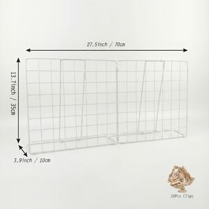 2개 접이식 데스크탑 메탈 격자 디스플레이 스탠드, 나무 클립 20개 포함 사진 디스플레이 보드, 휴대용 탁상 사진 액자 홀더, 사진 보석 공예 교실 홈 오피스 소매점 장식용 다기능 데스크탑 랙