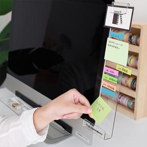 1개 아크릴 모니터 메시지 보드 & 화이트보드, 컴퓨터 화면용, 휴대폰 스탠드 홀더, 명함 및 휴대폰 홀더 슬롯 포함, 사무실 책상용 메모 보드, 스마트폰 태블릿 기기 호환, 2D 평면