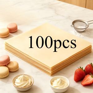 100개입 (정사각형) 고품질 베이킹 페이퍼, 다양한 크기 제공, 케이크, 빵, 피자 및 다양한 음식에 적합, 고온 오븐 및 에어프라이어에 적합, 다기능 주방 라이너, 탈지 및 청소 용이