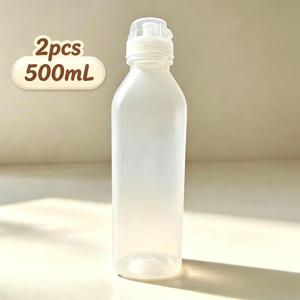 2개 세트 500ml (17oz) 조미료 디스펜서, PP 플라스틱 스퀴즈 병, 호루라기 캡 포함, 식용 기름 올리브 오일 스퀴즈 병, 케첩 마요네즈 디스펜서, 물티슈 방지 및 누수 방지, 주방 및 피크닉 사용에 적합
