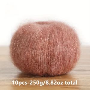 10개입-250g/8.82oz 총 모헤어 울 실, 핸드메이드 DIY 공예, 멀티컬러, 그라데이션, 투톤, 싱글톤 텍스처, 두꺼운 실뭉치, 뜨개질, 크로셰, 부드럽고 따뜻한 패션 스웨터, 스카프, 모자, 장갑용