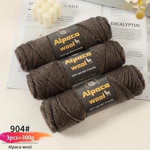 300g 대용량 밸류팩 - 알파카 울 245 니들게이지 청키 원사, 남녀공용 멀티 컬러 가을/겨울 패션 원사, 핸드메이드 선물용 DIY 뜨개질 키트, 따뜻한 스웨터, 가디건, 코트, 스카프, 모자, 장갑, 바지, 무릎 보호대용, 3볼/팩, 알파카 울 95%, 폴리에스터 5%