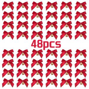 48개 빨간 장식 (벨 포함) - 미니 크리스마스 및 새해 장식, 선물 포장, 신발, 보석, 파티 액세서리, 크리스마스 파티 장식에 완벽