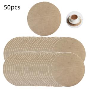 25/50개 원형 황마 코스터, 천연 Burlap 재질, 수제 베이킹 코스터, 웨딩 파티 장식 베이스, 내마모성 및 내구성, 다양한 장면에 적합