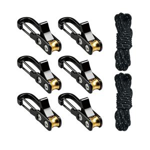 8개 조절식 로프 풀리 후크 세트, 금속 후크 6개 및 나일론 로프 2개, 고하중 래칫 후크, 텐트, 식물, 차고용