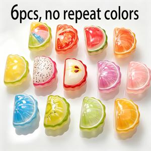 6개/다양한 색상 19.5mm 풍성한 과일 슬라이스 투구홀 비즈, 공예용 과일 모양 아크릴 비즈, 팔찌 폰 체인 장식