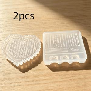 2개 투명 재사용 가능한 실리콘 네일 몰드, DIY 아크릴 및 레진 네일 아트에 적합, 하트 및 사각형 네일 스탬프와 꼬인 끈 템플릿이 포함된 케이블 패턴, 네일 조각용 엠보싱, 네일 아티스트를 위한 휴일 선물 (아니오)