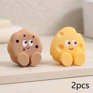 벽걸이형 칫솔 홀더, 귀여운 만화 치즈와 비스킷 자가 접착식 칫솔 스탠드, 무타공 욕실 정리대, 3.5x3.5cm 컴팩트 공간 절약형 전동 칫솔걸이, 기숙사 및 가정용으로 적합
