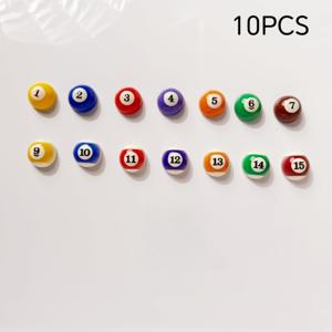 10개입 당구 모양 자석 냉장고 스티커, 금속 표면에 부착, 주방 장식, 사무실 장식, 화이트보드 및 냉장고 장식, 캐비닛 및 식기세척기 장식에 적합