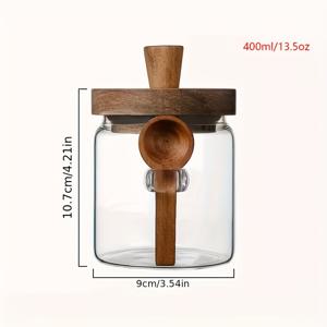 1개 스푼 덮개 로즈우드 뚜껑 사탕 뚜껑 고 붕규산 투명 유리 보관 용기 향신료 용기 주방 보관 소형 중형 대형 사이즈 옵션