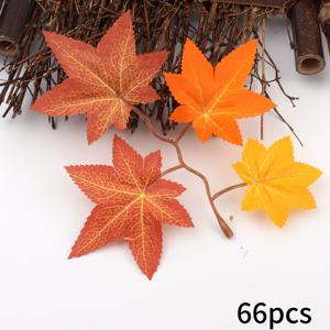 36/66개 인조 단풍잎 – 4가지 갈래 리얼리스틱 가을 잎, 홈 리빙룸 장식, 정원 조경, DIY 화환, 추수감사절 장식, 크리스마스 파티 장식, 가을 휴일 배경, 사진 소품, 내구성 있는 플라스틱 그린리