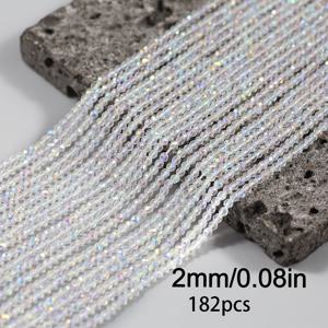 2mm 레이저 무지갯빛 투명 천공 면 처리된 유리 씨드 구슬 및 구슬 모음, 귀걸이, 펜던트 참, 헤어 액세서리, 의류 액세서리, DIY 주얼리용 공예 재료, 팔찌, 목걸이, 열쇠고리에 적합