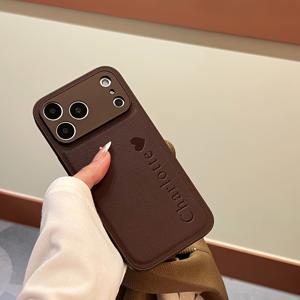 휴대폰 케이스 - 개인 맞춤형 간편 스타일리시 인조 가죽 휴대폰 케이스, 아이폰 13 17 Pro Air 호환, 맞춤 이름/초기문/3D DIY 핫 엠보싱 레터링, 풀커버 보호 커버, 케이스 선물