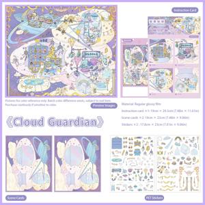 귀여운 DIY 풍경 스티커북 세트, 장면 카드가 포함된 3D 레이어드 풍경 PET 저널링 스티커, 스크랩북킹 미술 공예용 창의적인 만화 사막 역 바다 수의과 병원 겨울 정토 데칼