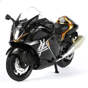 H 1 1:18 스카일 Suzuki Hayabusa GSX1300R 다이캐스트 모델 블랙 앤 골드 - 고정밀 메탈 레플리카, 고무 타이어, 조향 가능한 전륜, 이동 가능한 후륜 서스펜션