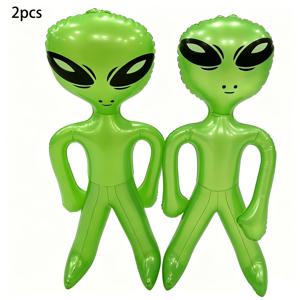 2개입 팽창식 외계인 블로우업 외계인 그린 팽창식 풍선, 우주 파티 장식 UFO 테마 우주선 파티 생일 할로윈 부활절 크리스마스 홈, 그린