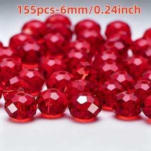 155개 6mm 레드 플랫 컷 비즈, 장식 비즈, 주얼리 추가 스페이서 비즈, 수제 주얼리 추가 팔찌 목걸이 추가, 비즈 수집가를 위한 필수품, 고품질 루스 비즈, 수제 공예에 적합