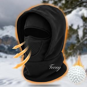 TECEY, 2개 세트 (겨울 따뜻한 올인원 모자 1개 및 세탁 볼 1개), 목 마스크 귀 보호 올인원, 발라클라바 모자, 두꺼운 소재, 얼굴에 잘 어울리는 스타일, 방풍, 겨울 라이딩, 러닝, 스키, 낚시, 야외 스포츠에 적합