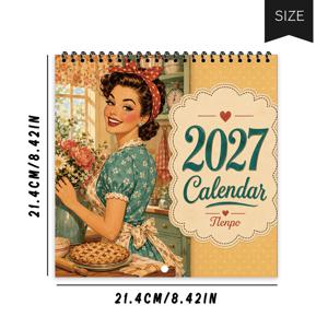 1개, 2027년 달력, 1950년대 미국 스타일 레트로 주방 소녀 벽걸이 달력, 핀업 베이킹 홈 향수 벽 장식 달력, 여성 플래너, 홈 데코, 달력 플래너, 가족, 사무실에 적합