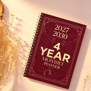 2027-2030년 월별 플랜/캘린더 - 2027년 1월~2030년 12월, 4년 월별 플래너, 컬러 테마 커버 디자인 저널, 연간 캘린더 플랜, 월별 라벨, 48개월 캘린더, 두꺼운 종이, 탄성 커버, 튼튼한 이중 라인 스프링 제본