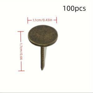 100개 빈티지 브론즈 플랫 헤드 철못, 11x17mm 매끄러운 샹크, 브론즈 마감 장식용 가구못, 소파, 보석함, 나무문, 예술 프로젝트용
