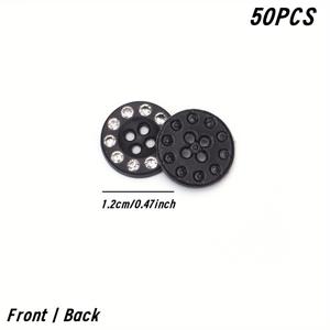 50개 세트 반짝이는 라인스톤 버튼 - 중앙 구멍이 있는 네 눈 가슴버튼, 광택 블랙 & 화이트 장식용 단추, 의류·재킷·신발 장식, DIY 공예, 스크랩북 만들기, 코스튬 제작용 내구성 레진 소재 - 초보자부터 전문가까지 완벽한 크래프트 용품, 빛나는 효과, 매끄러운 마감, 패션 디자이너를 위한 스크랩북 소품
