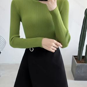다재다능하며 바디라인을 강조하는 가을/겨울 신상 스타일 코어스핀 얀 안감 셔츠 풀오버 타이트핏 여성 슬림 스웨터 반고정 칼라 긴팔 스몰 셔츠 따뜻함 1