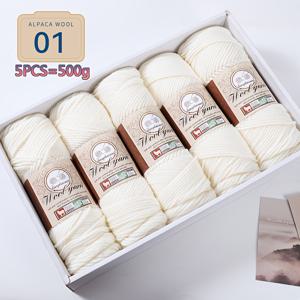 알파카 울 청키 스틱 원사 500g/5개, 핸드 니팅 재료, 가을/겨울 패셔너블한 오버사이즈 코트, 스웨터, 스카프, 모자, 트렌치 코트, 숄, 조끼, 다양한 담요, 좌석 쿠션, 가방, 보관 바구니 및 기타 수공예품 제작용 레저용 뜨개질 실, 70% 울, 30% 아크릴