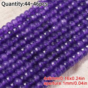 4 X 6mm 풍부한 보라색 자수정 부드러운 빛 반투명 자수정 아바쿠스 비즈 천연석 펑크 휠 플랫 비즈 비즈 및 비즈 모음, 주얼리 제작 스트링 비즈, 수제 추가 재료, 우정 선물에 적합