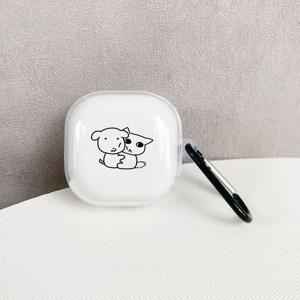 S80112 블랙 직사각형 그래픽 패턴 이어버드 케이스, 삼성 갤럭시 버즈2/프로/갤럭시 버즈 라이브/FE용 무선 이어버드 케이스, 갤럭시 버즈2 프로용 보호 커버, FE 블루투스 이어버드 보호 커버, 갤럭시 버즈 프로 이어버드 케이스용 라이브 소프트 케이스