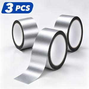 3롤 10m 은색 PVC 테이프, 고강도 찢어짐 방지 자체 접착 밀봉 수리 테이프, 강력한 접착력, 습기 및 누수 방지, 벽, 플라스틱, 유리, 나무, 석재, 금속, 주방, 욕실, 파이프, 가정 수리 및 사무실용