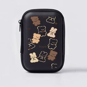 귀여운 곰 프린트 4.3인치 낙하 방지 견고한 지퍼 파우치, EVA 보관 가방, 내구성 있는 여행용 액세서리 보호 정리함, 전자 기기, 헤드폰, 하드 드라이브, 케이블용