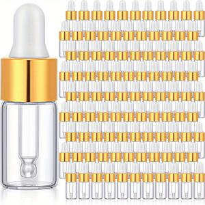 100개 3ml 유리 떨어지는 병, 검은 캡이 있는 빈 미니 에센셜 오일 비알, 샘플 재질, 퍼퓸, 화장품, 실험실 사용을 위한 드로퍼가 있는 유리 병