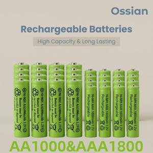 32팩(16AA1000+16AAA1800) Ossian 긴 수명 1.2V NiMH AA 1000mAh AAA 1800mAh 충전지팩, 무선 마우스, 키보드, 게임 컨트롤러, 헤드램프, 라디오 등용