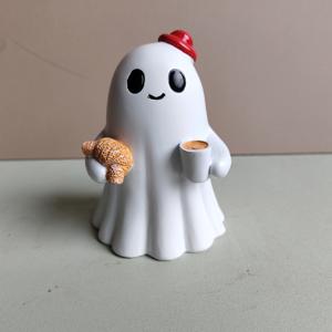 커피 크로아상 유령 장식, 할로윈 분위기 장식, 책장 데스크탑 힐링 레진 트리켓, 재미있는 디자인, 할로윈 분위기 장식, 책장, 데스크탑, 현관 범용 장식품