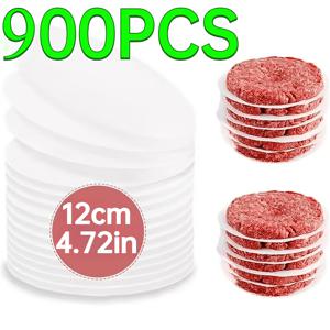 900개 논스틱 원형 햄버거 포장지, 4.72In 미리 재단 사이즈, 편리하고 다용도, 냉동 고기 패티 분리용, 논스틱 오븐, 개별 포장