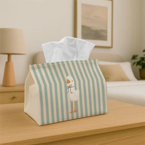 스칸디나비아풍 동물 패턴 프린트 티슈 케이스 1개 - 오리 소프트 파스텔 티슈 홀더, 거실, 침실, 커피 테이블, 식탁용