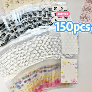 150개 별 보우 매듭 하트 비닐 봉투 포장 봉투 OPP 자체 접착 봉투 만화 프린트 포장 봉투 분리 봉투 소형 카드 카드 포장 봉투