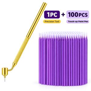 100개 0.5mm 터치업 펜 및 1개 0.5mm 기울어진 팁 가는 페인트 펜, 자동차 스크래치 복구, 정밀한 터치업 및 정확한 페인팅을 위한 정밀 코팅 도구, 배터리 없음