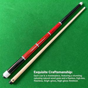 전문가급 레드 당구 큐, 큐대 헤드 13mm, 길이 148cm, 무게 19oz, 초보자 사용에 매우 적합, 정밀한 타격감과 선명하고 투명한 큐대 느낌