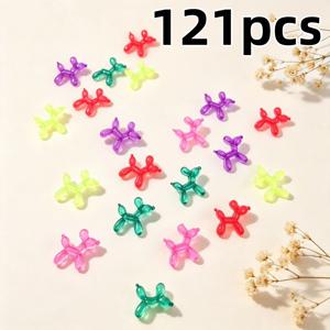 121개 야광 풍선 강아지, DIY 네일 아트, 스크랩북 장식, 주얼리 제작에 적합 - 랜덤 색상, 네일 아트 애호가에게 적합
