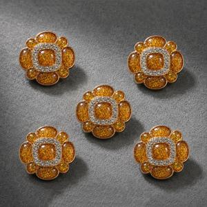 5개/팩 17.5mm 패션 앰버 수지 꽃 모양 라인스톤 고급 메탈 버튼, 여성용 상의, 셔츠, 니트웨어, 스웨터, 정장, 드레스, 코트, 아우터용 클래식 엘레강스 스타일, 빈티지 장식 버튼, DIY 신발, 모자, 선물 상자, 가방, 헤어 타이, 핸드메이드 액세서리