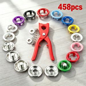 핸드 프레스 스냅 버튼 플라이어 키트, 458개 다섯 발톱 포퍼 버튼, 내구성 있는 금속 패스너, 재봉, 가죽, 백팩 및 수공예 장식용