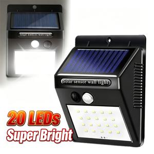 1개 20 LED 태양광 모션 센서 벽 조명, PIR 모션 센서가 있는 실외 태양광 보안등, 파티오, 마당, 차고, 울타리 및 정원에 적합한 태양광 실외 조명