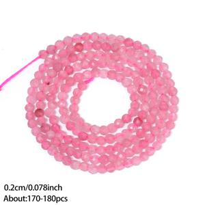 DIY 주얼리 제작용 2/3/4mm 천연 딸기수정 쿼츠 구슬 - 곡선형 베이스의 각진 면처리된 여유간격 라운드 보석, 팔찌, 목걸이, 귀걸이 공예품, 여성 선물, 주얼리 디자인용 천연석 구슬