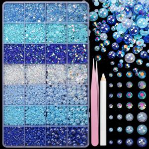 22000개 3-8mm 혼합 색상 AB 수지 반원형 플랫백 젤리 라인스톤, DIY 의류 및 네일 아트용