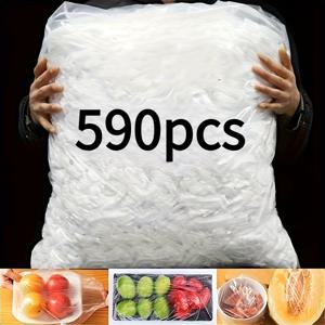 590개 식품 랩, 일회용 식품 덮개 봉투, 과일 신선 보관 플라스틱 랩, 주방 액세서리, 생활, 재사용 가능한 신축성 식품 덮개 - 투명한 신축성 플라스틱 그릇 및 접시 밀봉 덮개, 주방 및 다이닝룸에 적합, 휴일 용품, 크리스마스