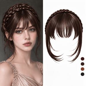 빈티지 직조 헤어밴드, 에어 앞머리, 트림 및 컬링 가능, 가벼운 데일리 헤어 스타일 여성용 헤어 패치 여성용 헤어밴드 홈 액세서리 선물